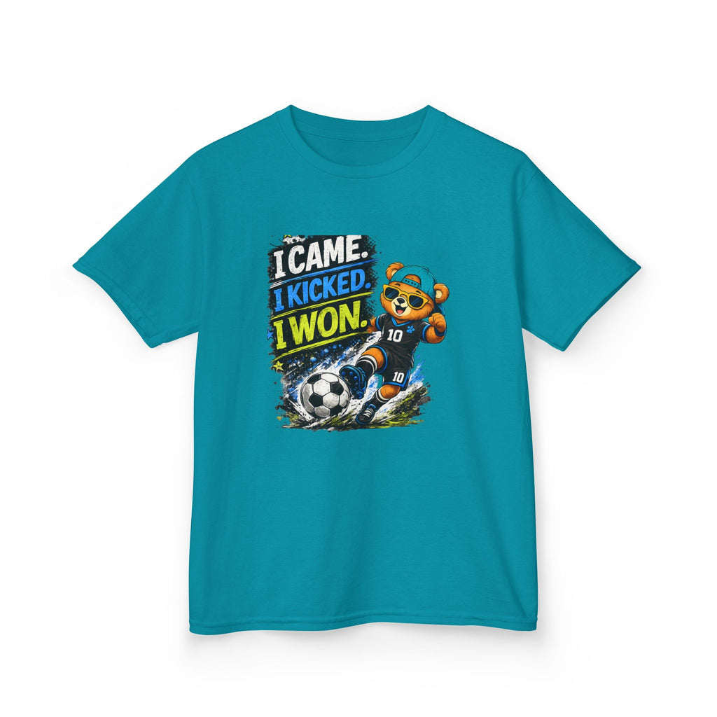 I Came. I Kicked. I Won. Soccer | Kids Sports Graphic T-Shirt
