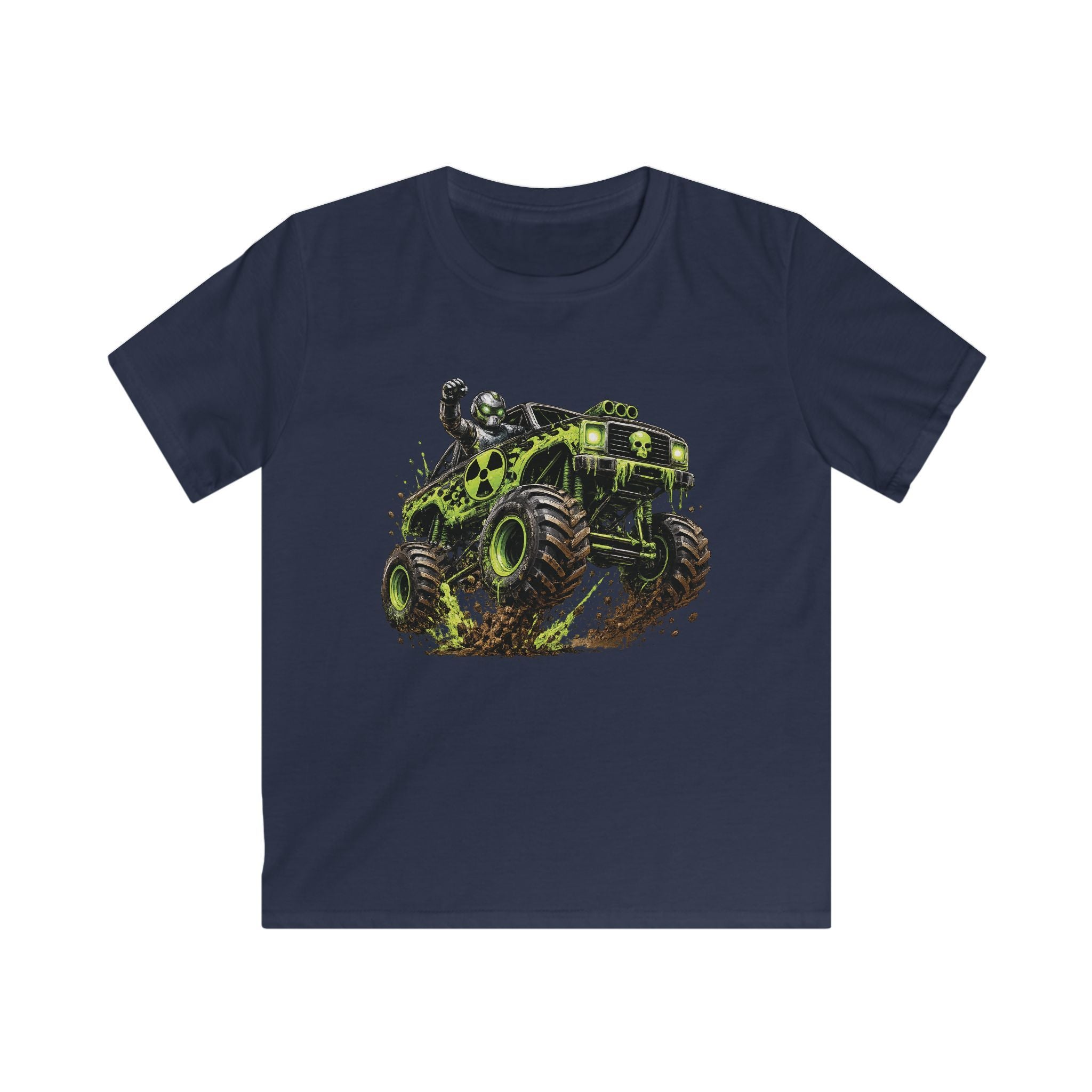 Boys Monster Truck T‑Shirt Green Mud Splash Off‑Road Tee