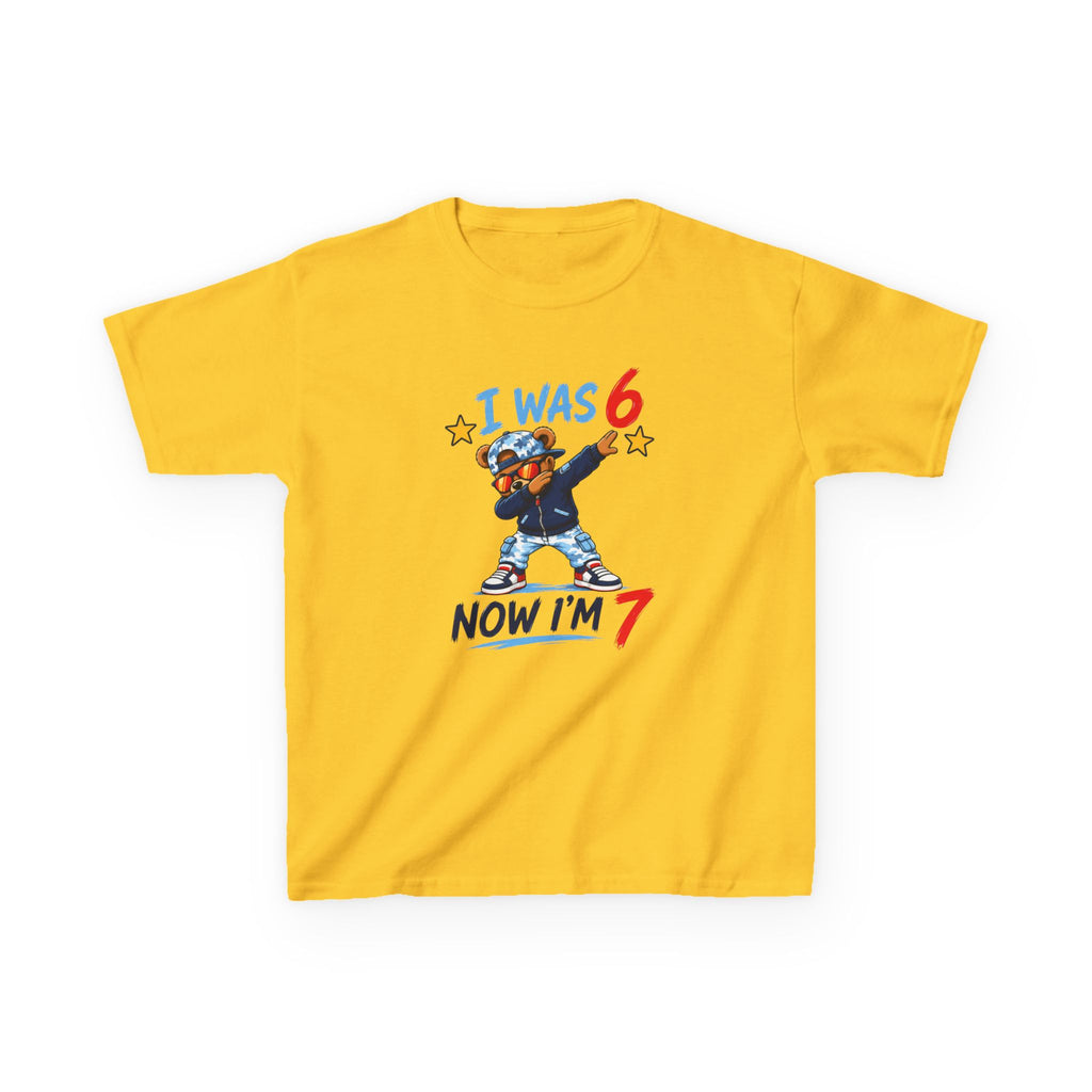 "I was 6 Now I'm 7" Boys Graphic kids Birthday T-Shirt Design