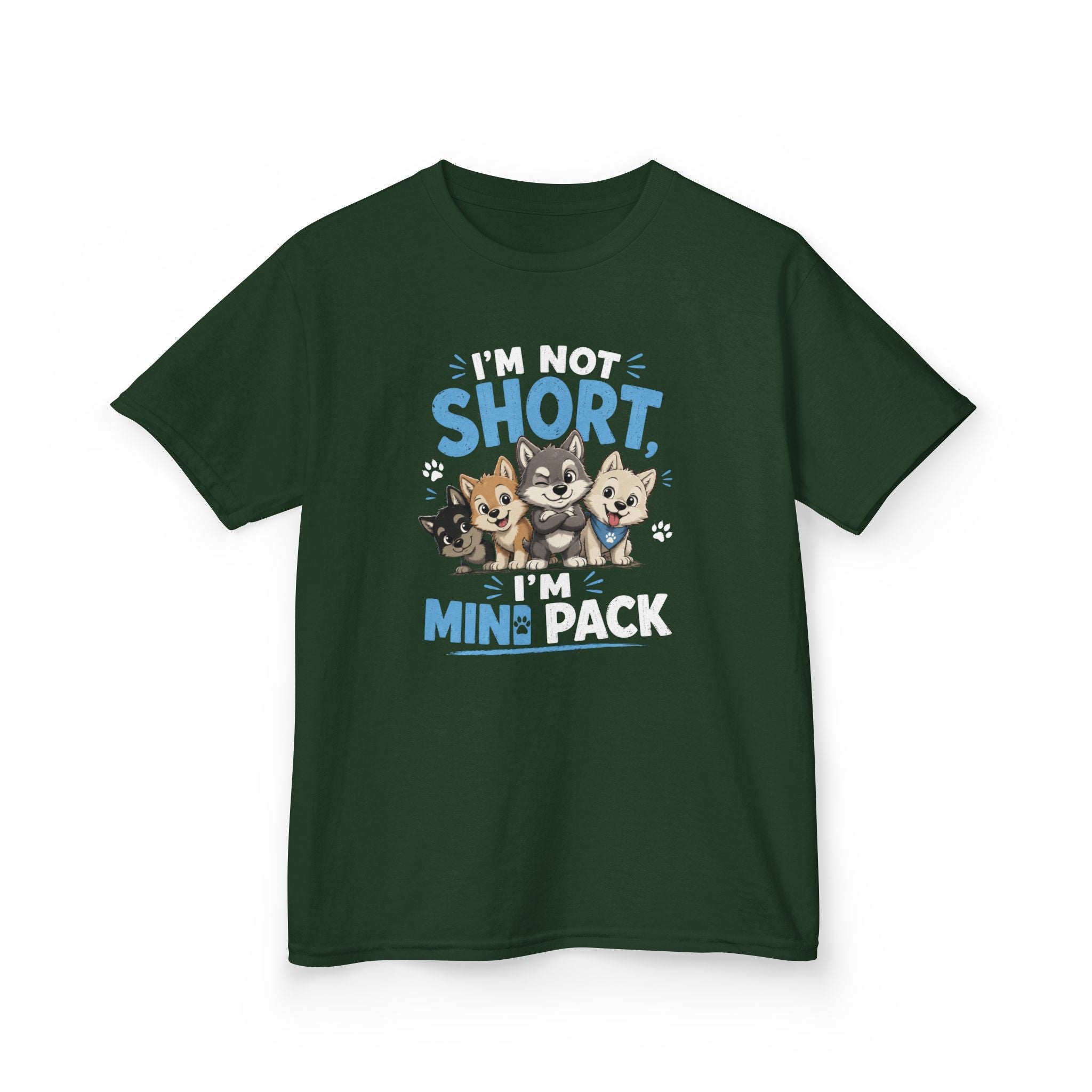 Kids Tee "I'm Not Short, I'm Mini Pack" Cute Husky Puppy Shirt
