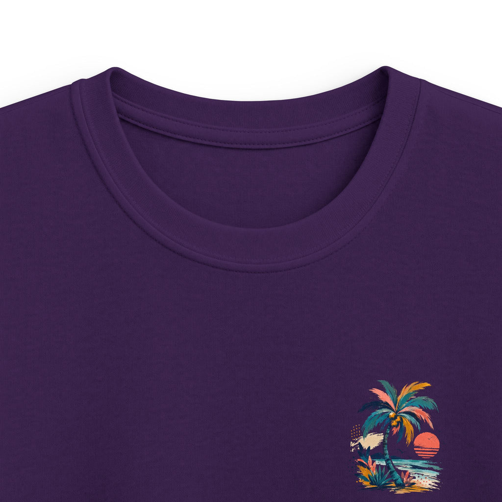 Kids Palm Beach T-Shirt Tropical Sunset Beach Tee for Children