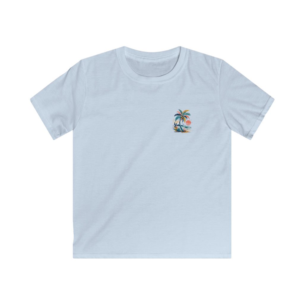 Kids Palm Beach T-Shirt Tropical Sunset Beach Tee for Children