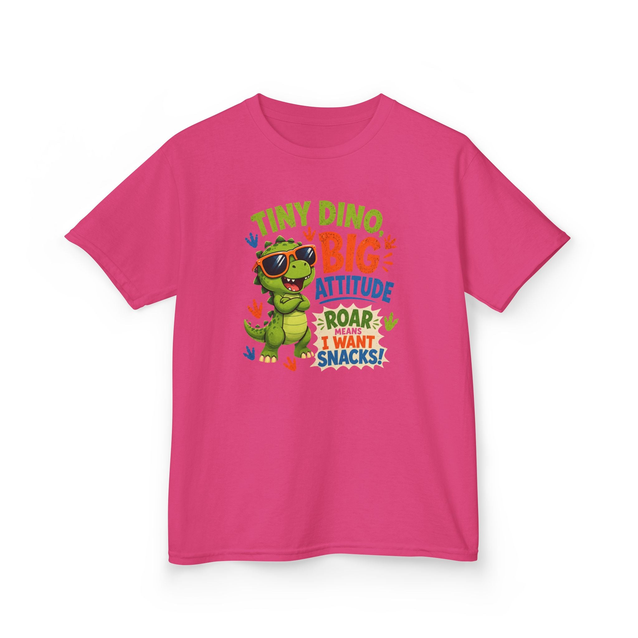 Kids T-Shirt "Tiny Dino, Big Attitude: Roar I Want Snacks" Cute Dino Tee