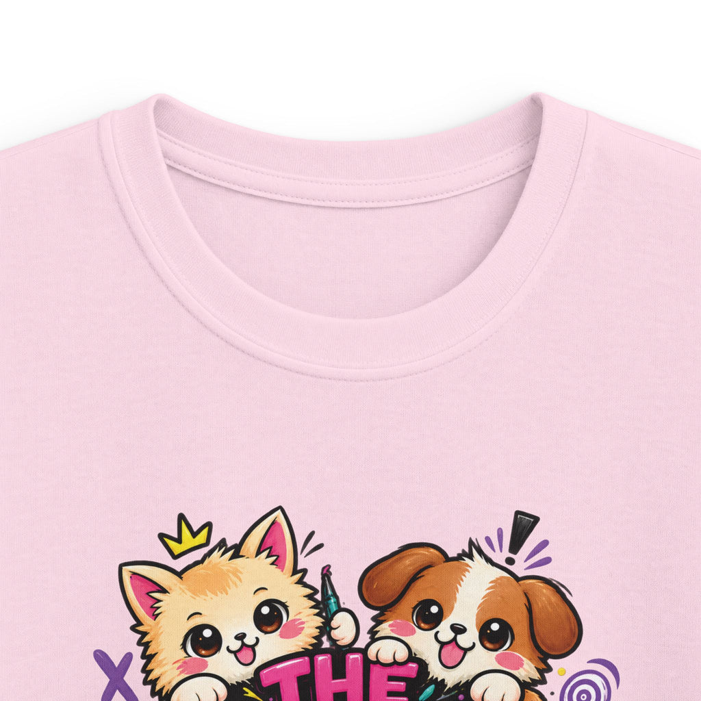 Cute Puppy & Kitten "The Cute Ones Are The Trouble Maker" Graphic Girls T-Shirt