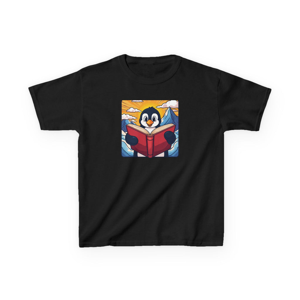 Kids Penguin Reading Tee Cute Book-Lover Shirt for Children