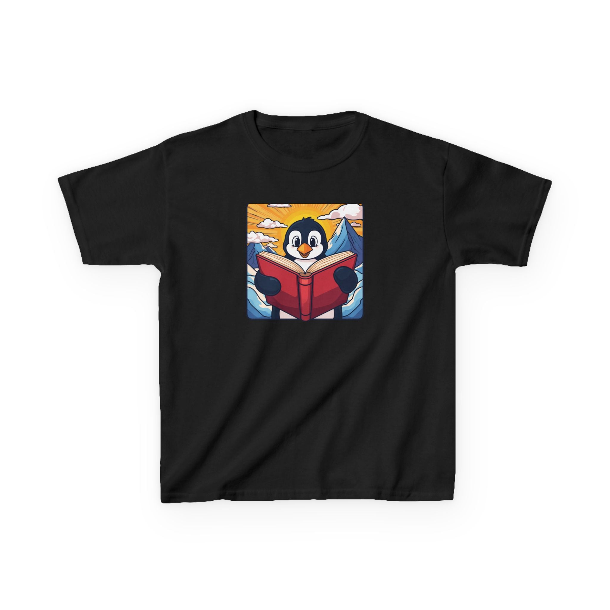 Kids Penguin Reading Tee Cute Book-Lover Shirt for Children