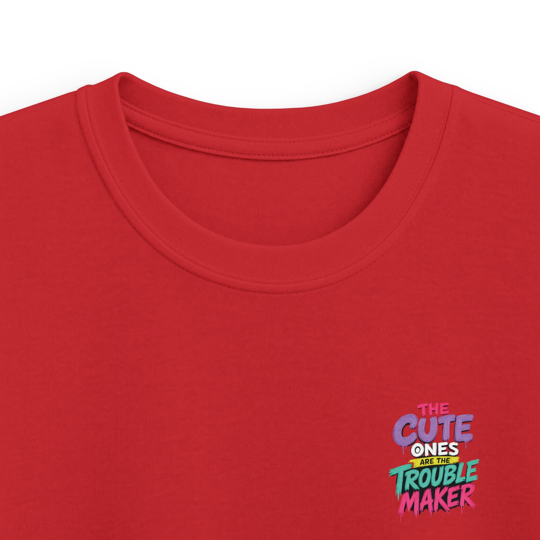 Cute Puppy & Kitten "The Cute Ones Are The Trouble Maker" Graphic Girls T-Shirt