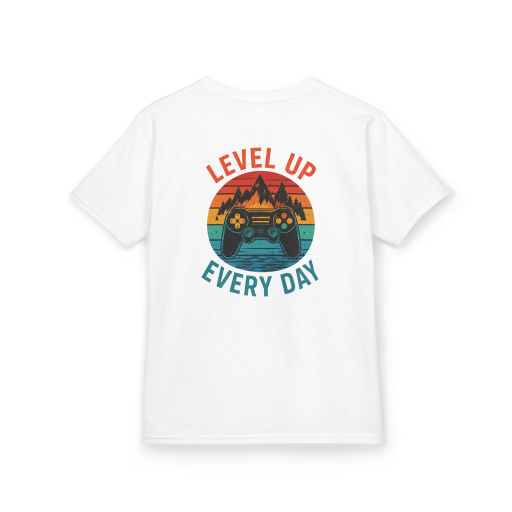 Kids Tee "Level Up Every Day" Retro Gamer Graphic