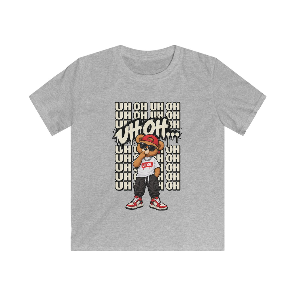 Kids Bear Graphic Tee "Uh Oh" Streetwear Hip-Hop Shirt