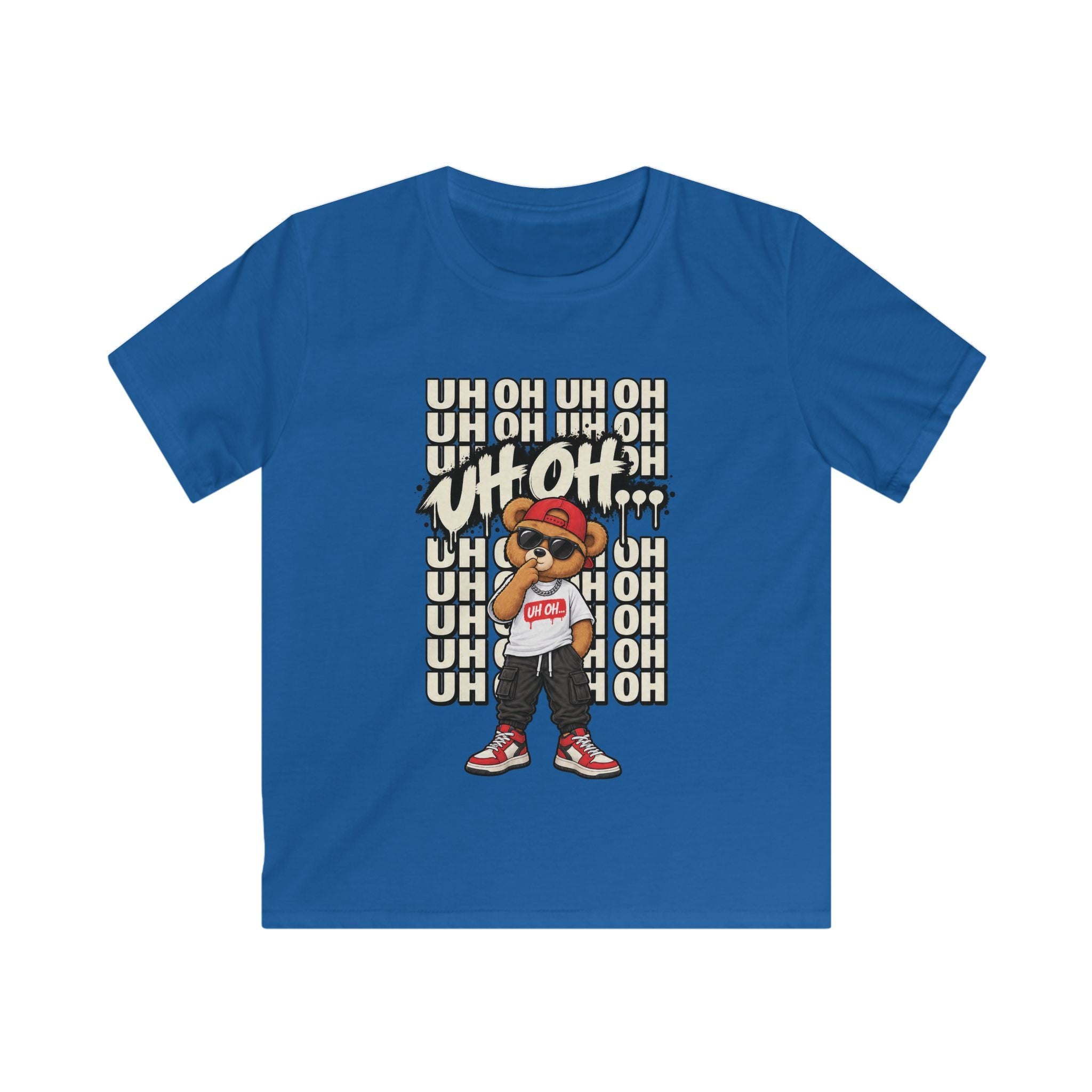 Kids Bear Graphic Tee "Uh Oh" Streetwear Hip-Hop Shirt