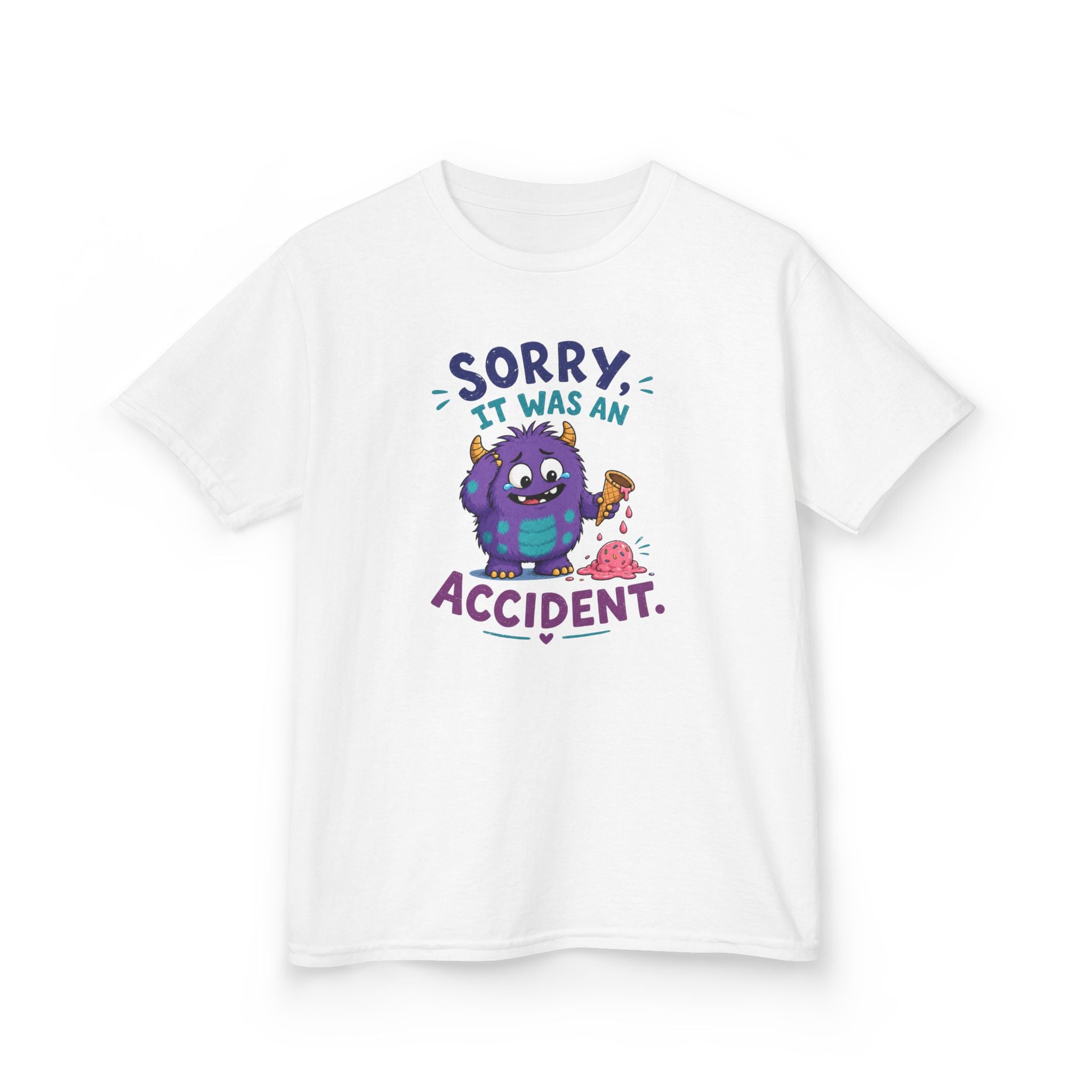 Kids Tee Cute Monster "Sorry, It Was An Accident" Funny Kids Shirt