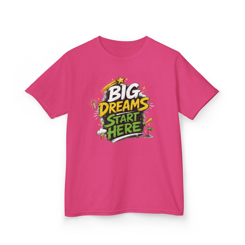 School Kids Tee "Big Dreams Start Here" Motivational Graphic Shirt