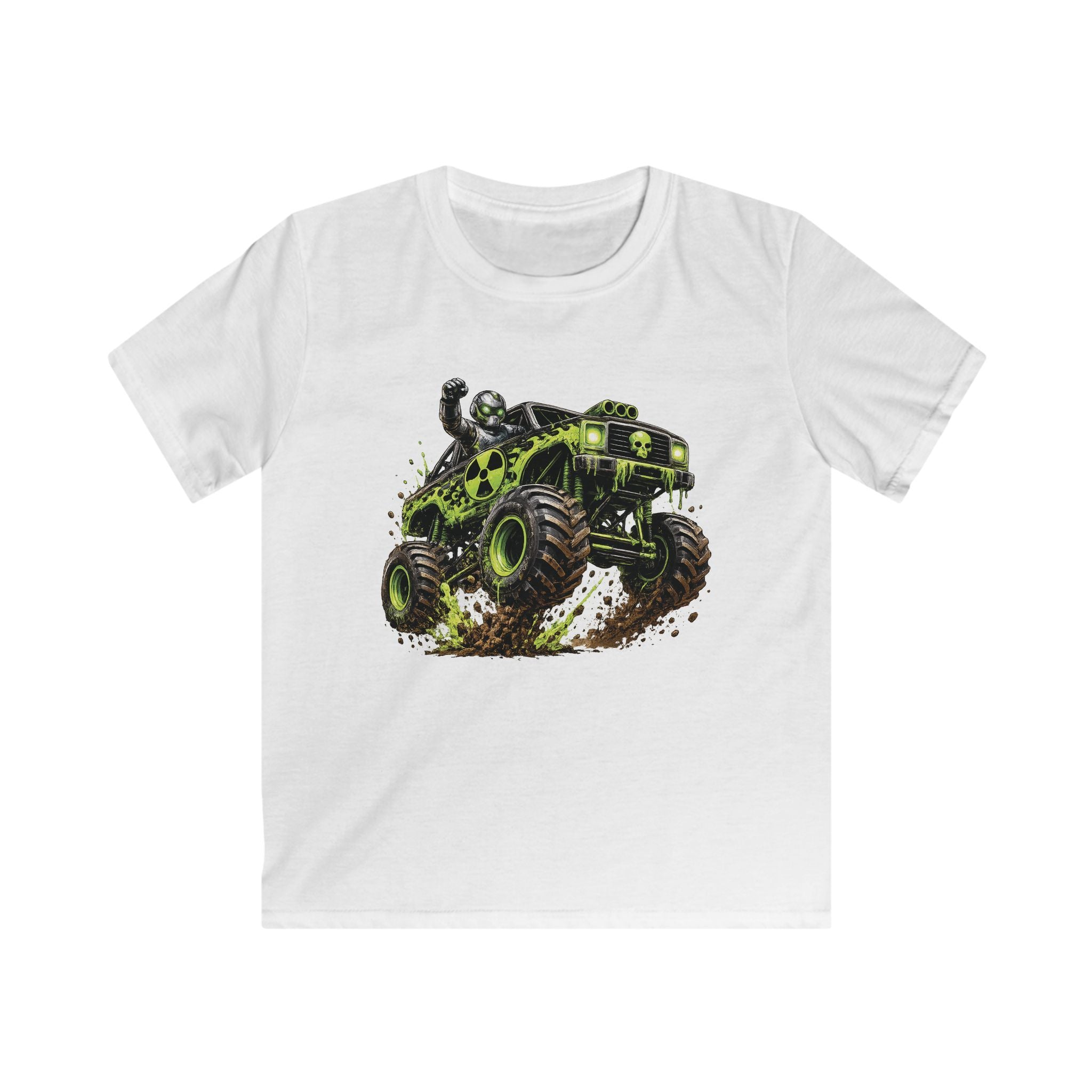 Boys Monster Truck T‑Shirt Green Mud Splash Off‑Road Tee