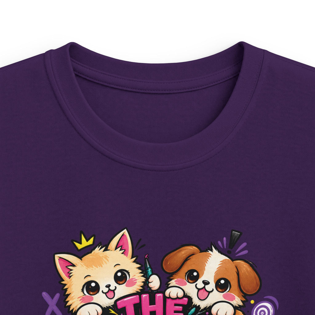Cute Puppy & Kitten "The Cute Ones Are The Trouble Maker" Graphic Girls T-Shirt