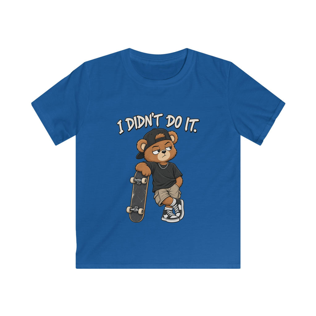 Kids Skateboard Tee "I Didn't Do It" Bear Funny Graphic Shirt