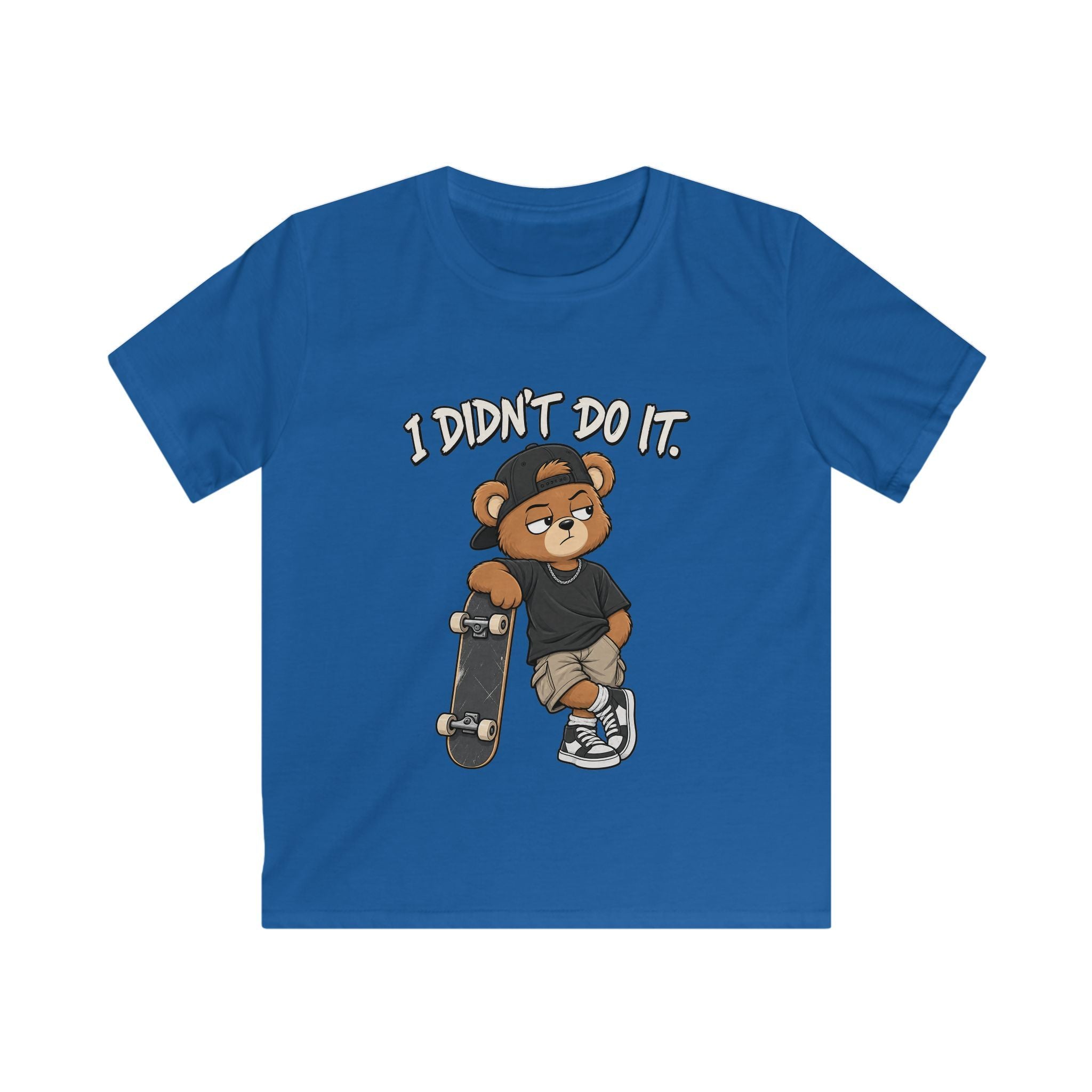Kids Skateboard Tee "I Didn't Do It" Bear Funny Graphic Shirt