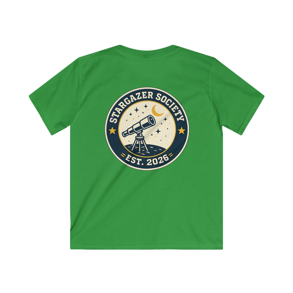 "Stargazer Society" Kids Tee Telescope 'Est. 2026' For Boys & Girls