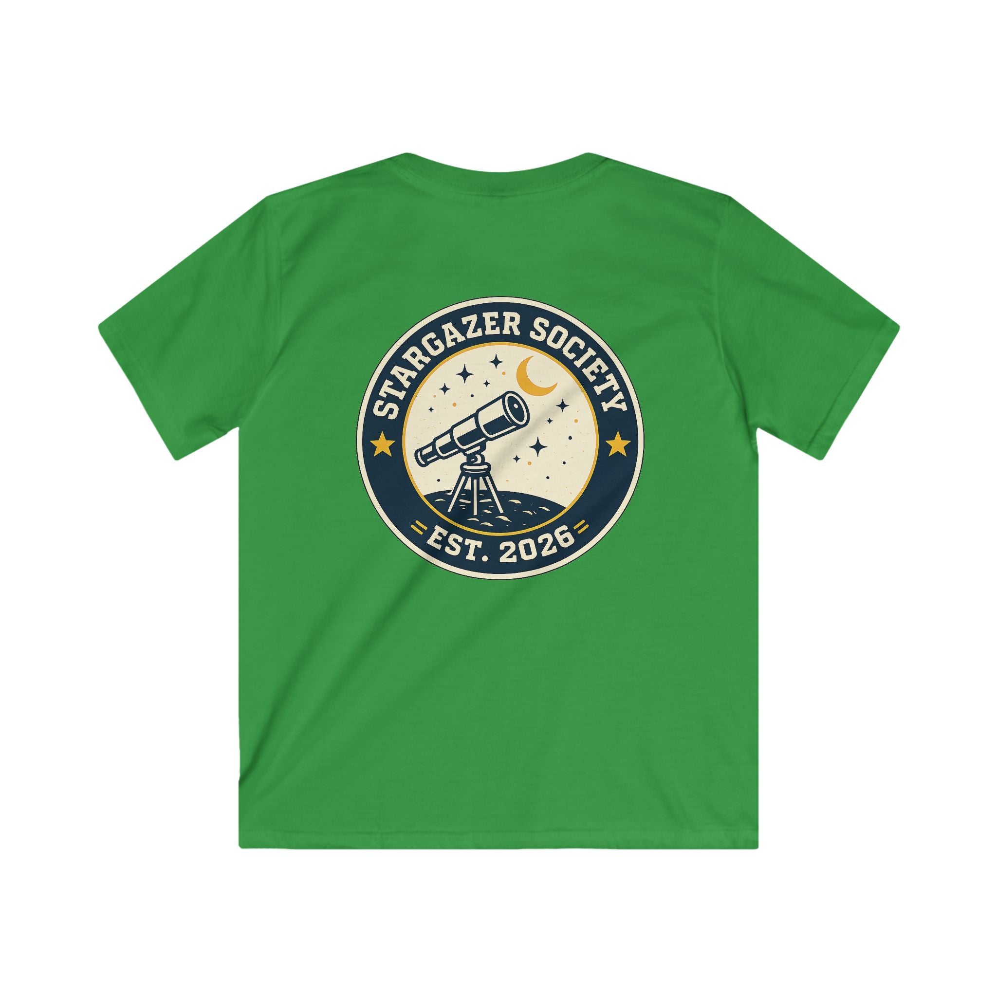 "Stargazer Society" Kids Tee Telescope 'Est. 2026' For Boys & Girls