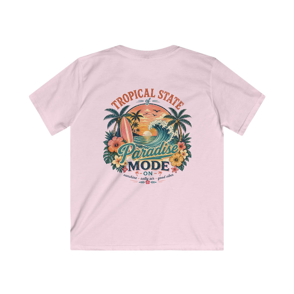 Kids Tropical Paradise Tee "Paradise Mode" Adventure Surf Graphic T-Shirt