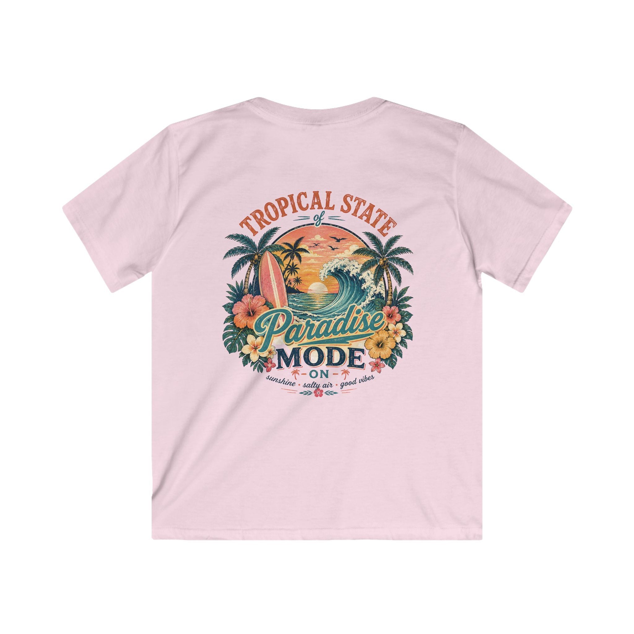 Kids Tropical Paradise Tee "Paradise Mode" Adventure Surf Graphic T-Shirt