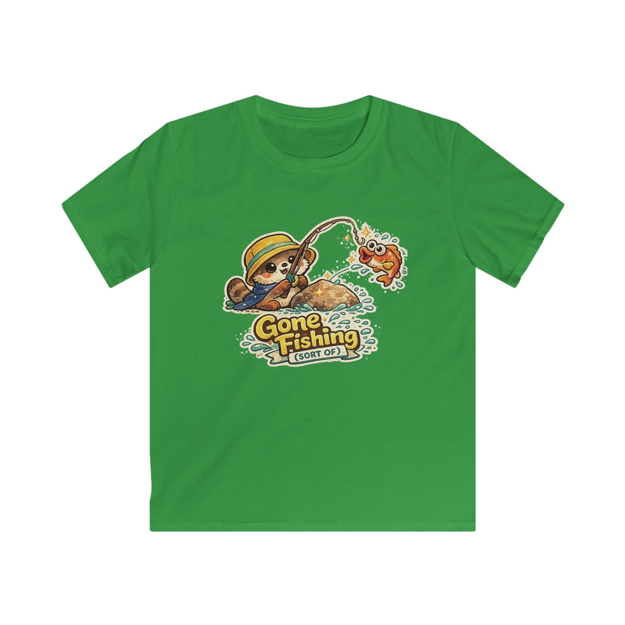 Kids Tee Cute Bear 'Gone Fishing' Graphic Tee for Boys & Girls