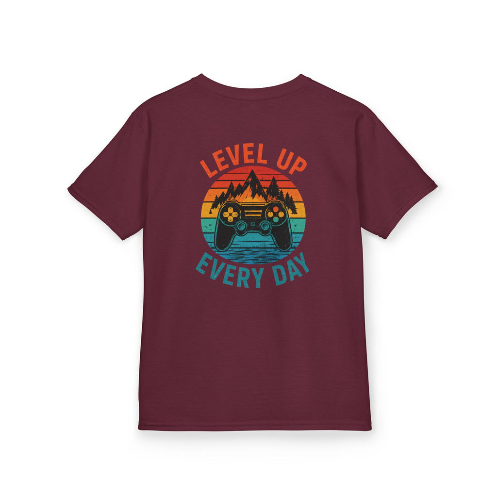Kids Tee "Level Up Every Day" Retro Gamer Graphic