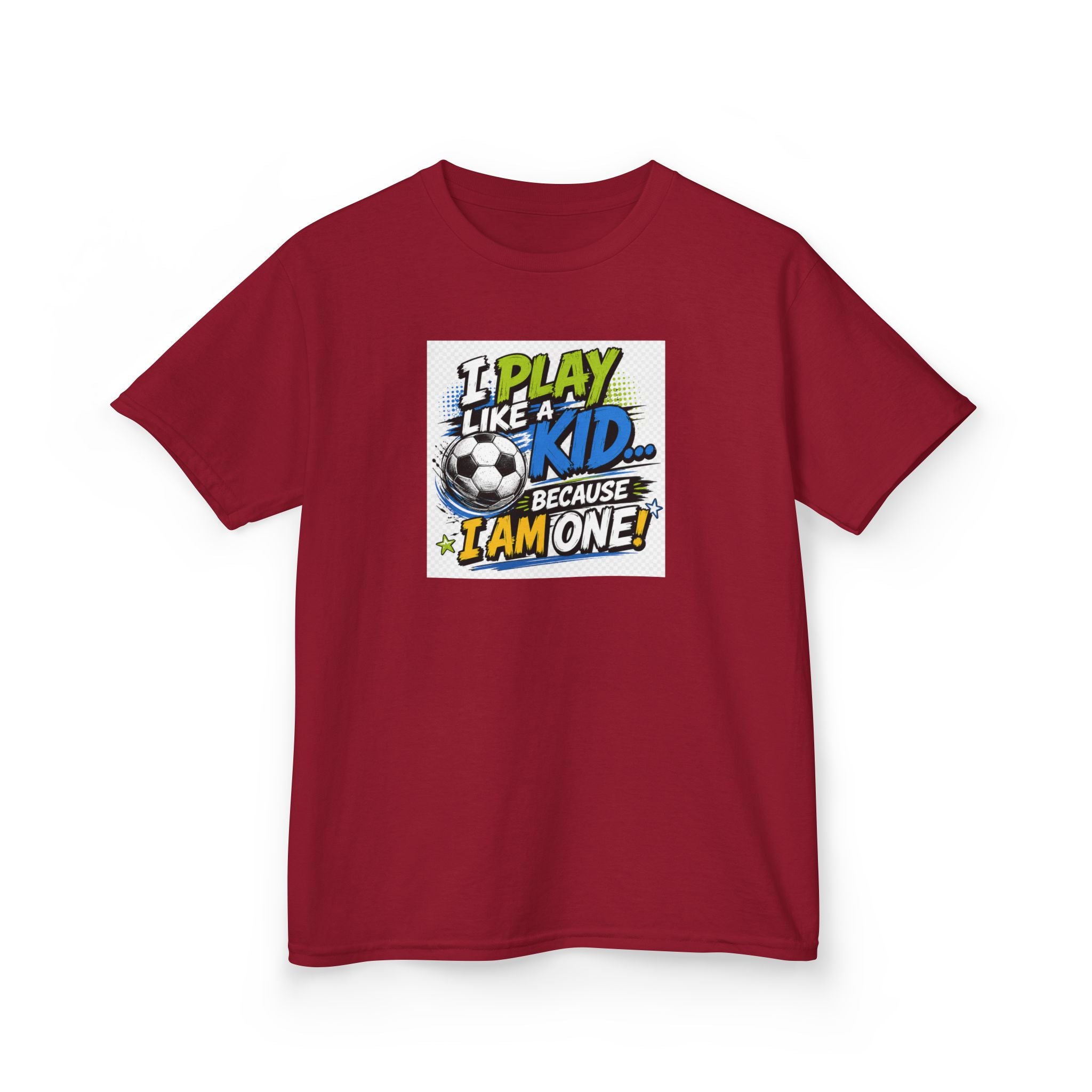 I Play Like a Kid... Because I Am One! Kids Soccer T-Shirt Design | Youth Sports Graphic Tee