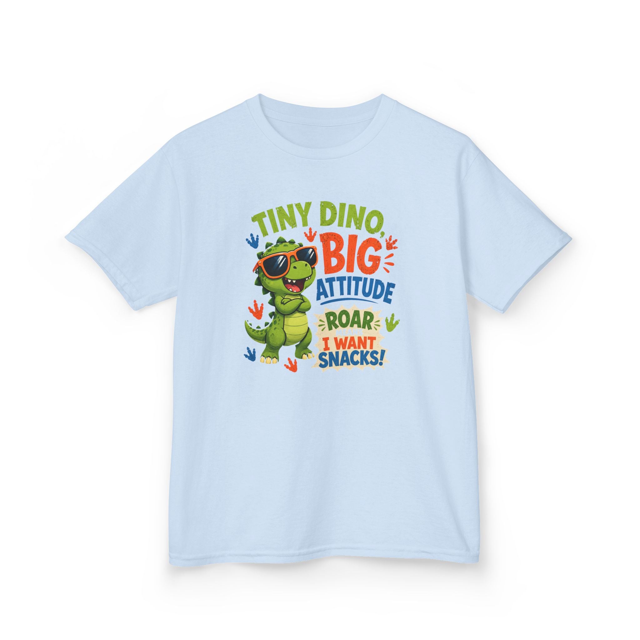 Kids T-Shirt "Tiny Dino, Big Attitude: Roar I Want Snacks" Cute Dino Tee