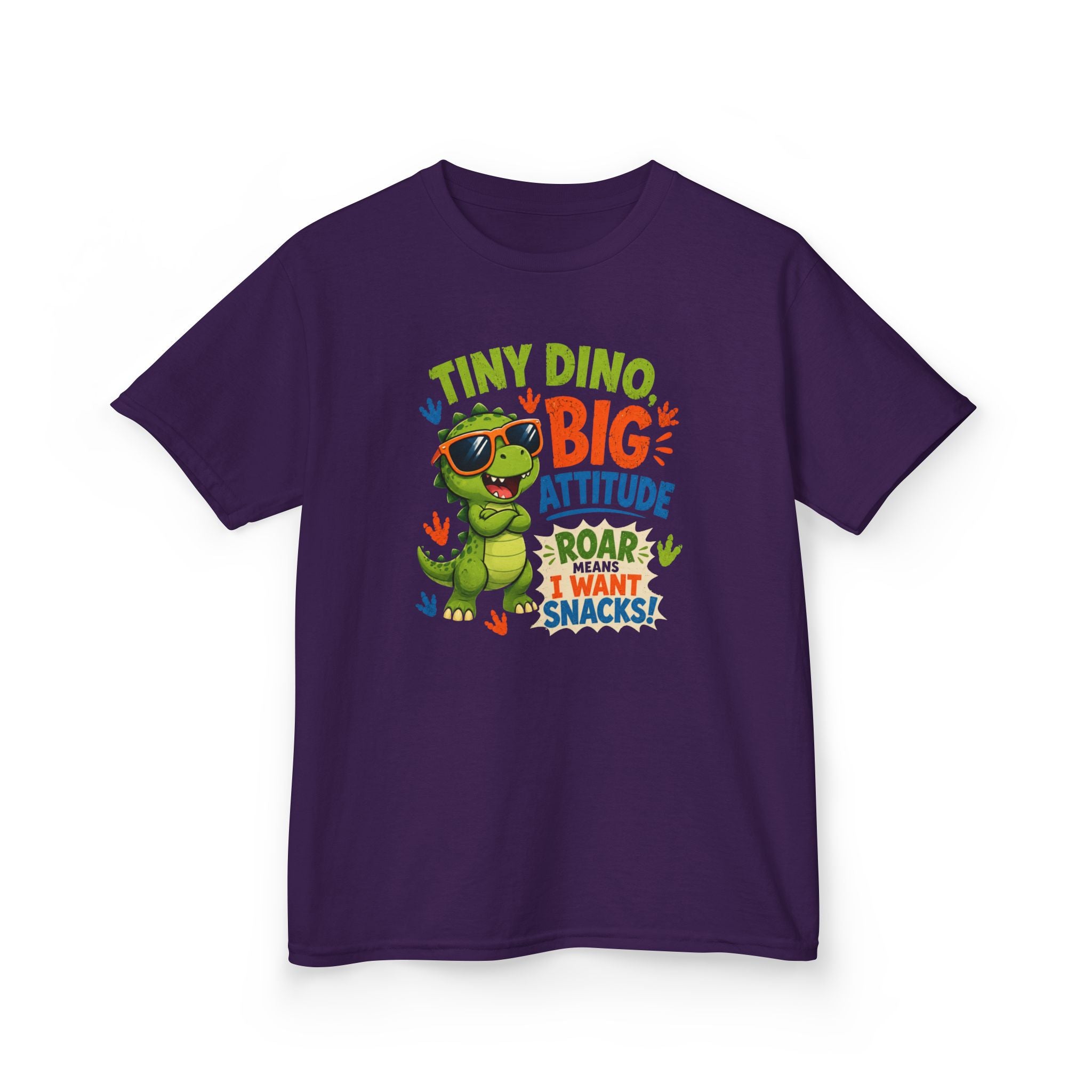 Kids T-Shirt "Tiny Dino, Big Attitude: Roar I Want Snacks" Cute Dino Tee