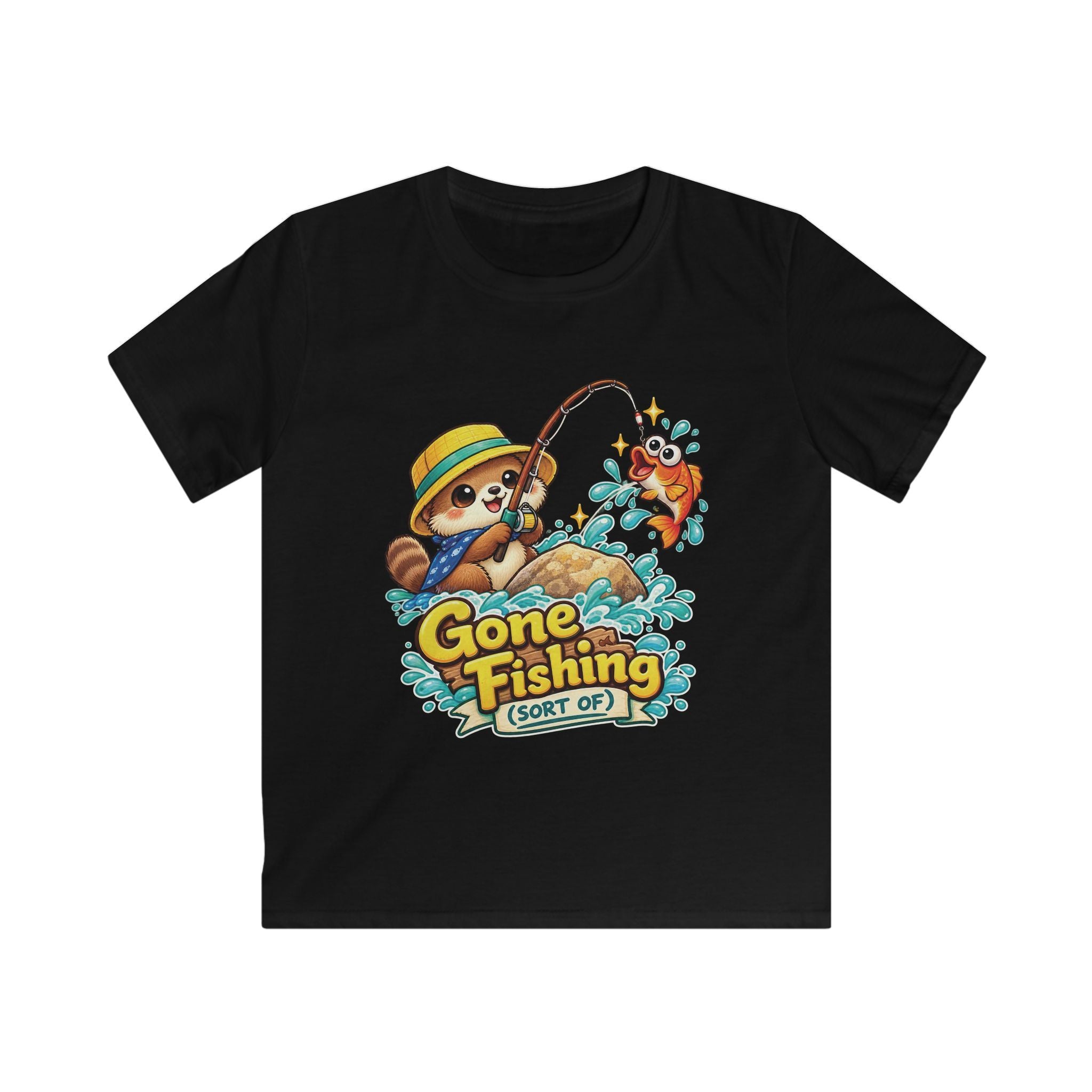 Kids Tee Cute Bear 'Gone Fishing' Graphic Tee for Boys & Girls