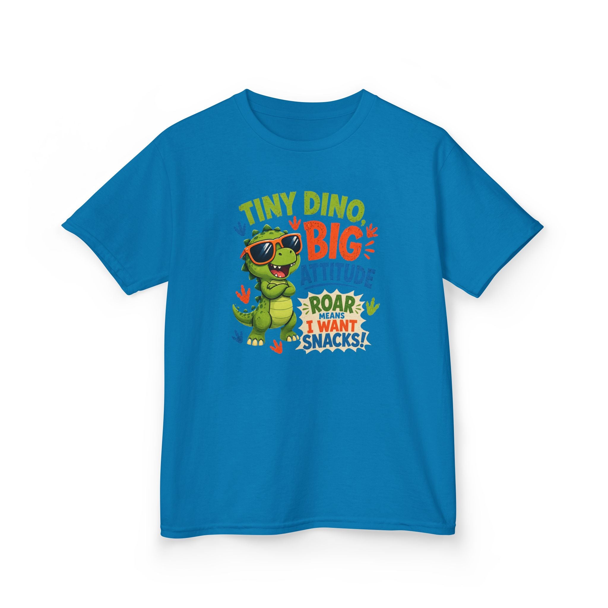 Kids T-Shirt "Tiny Dino, Big Attitude: Roar I Want Snacks" Cute Dino Tee