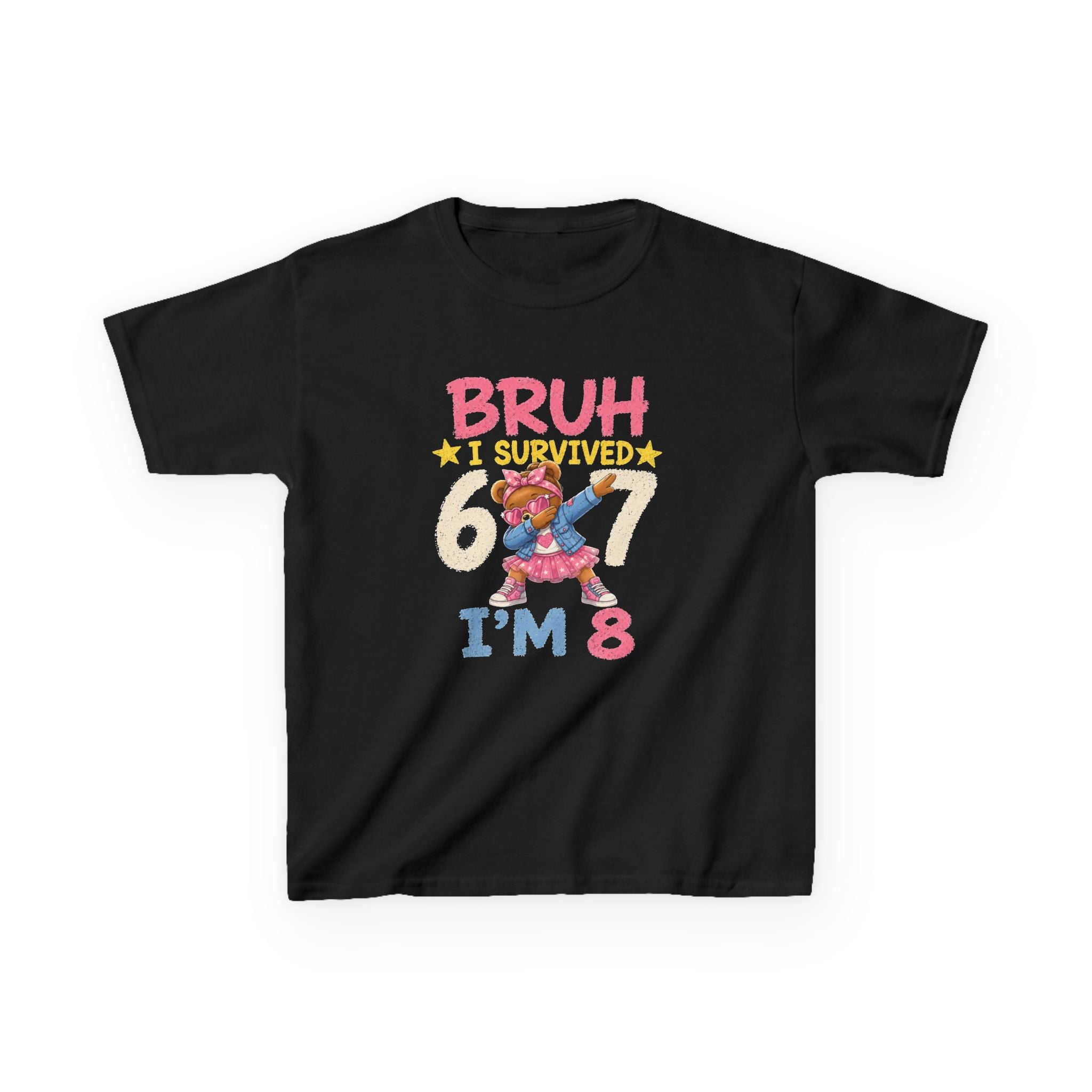 Kids Tee "Bruh I Survived 6/7 I'm 8" Birthday T-Shirt