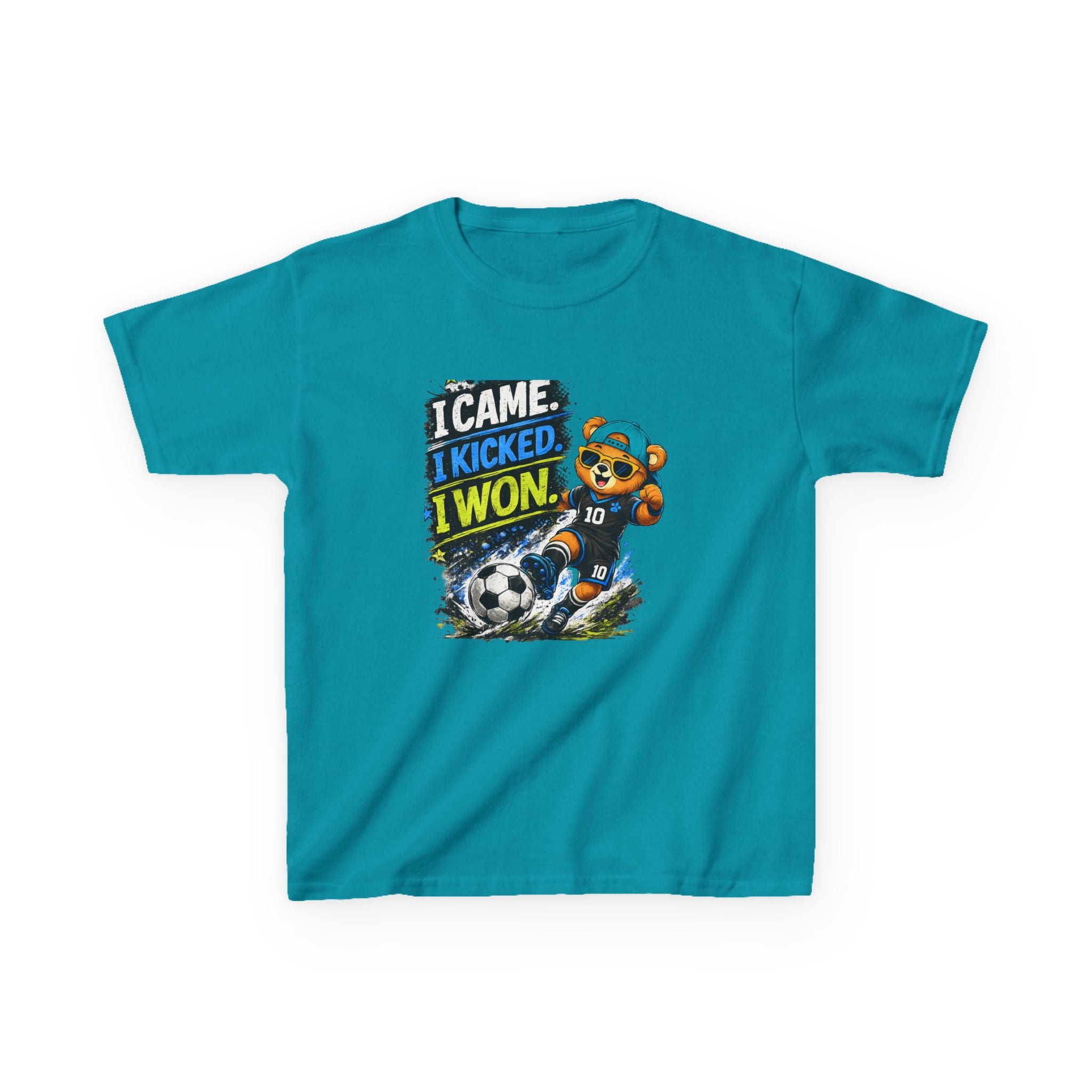 I Came. I Kicked. I Won. Soccer | Kids Sports Graphic T-Shirt