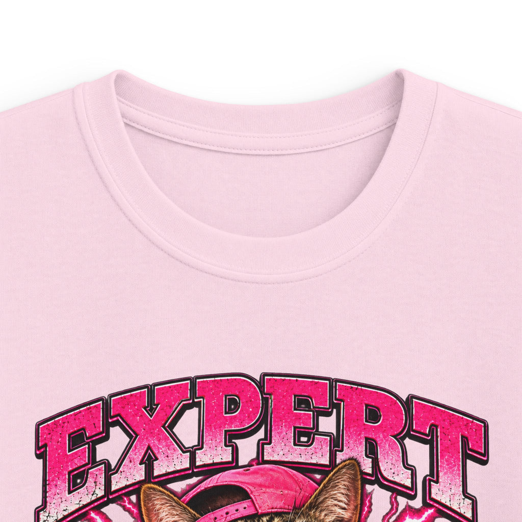 Expert Nonstop Talker Kids T‑Shirt Funny Cat Graphic Tee for Chatty Girls