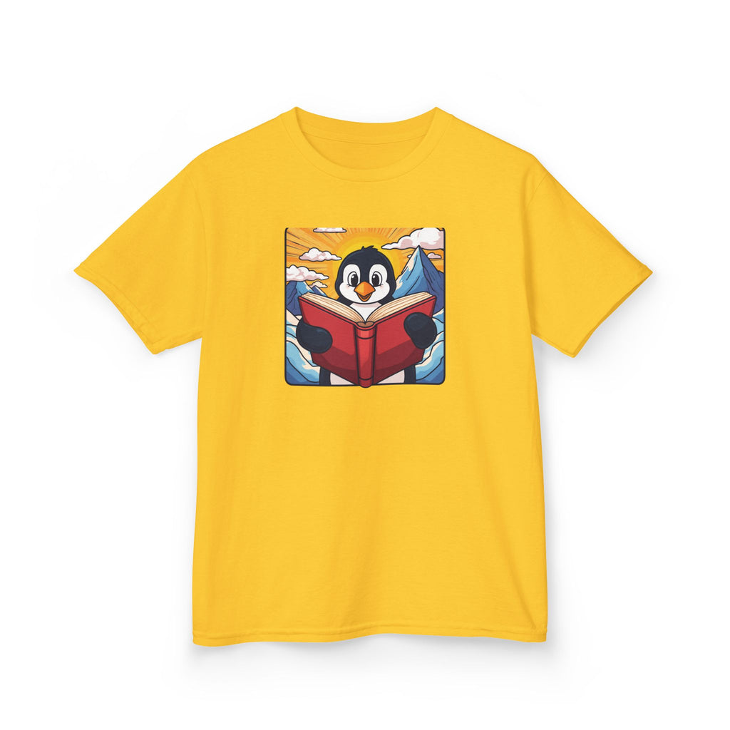 Kids Penguin Reading Tee Cute Book-Lover Shirt for Children