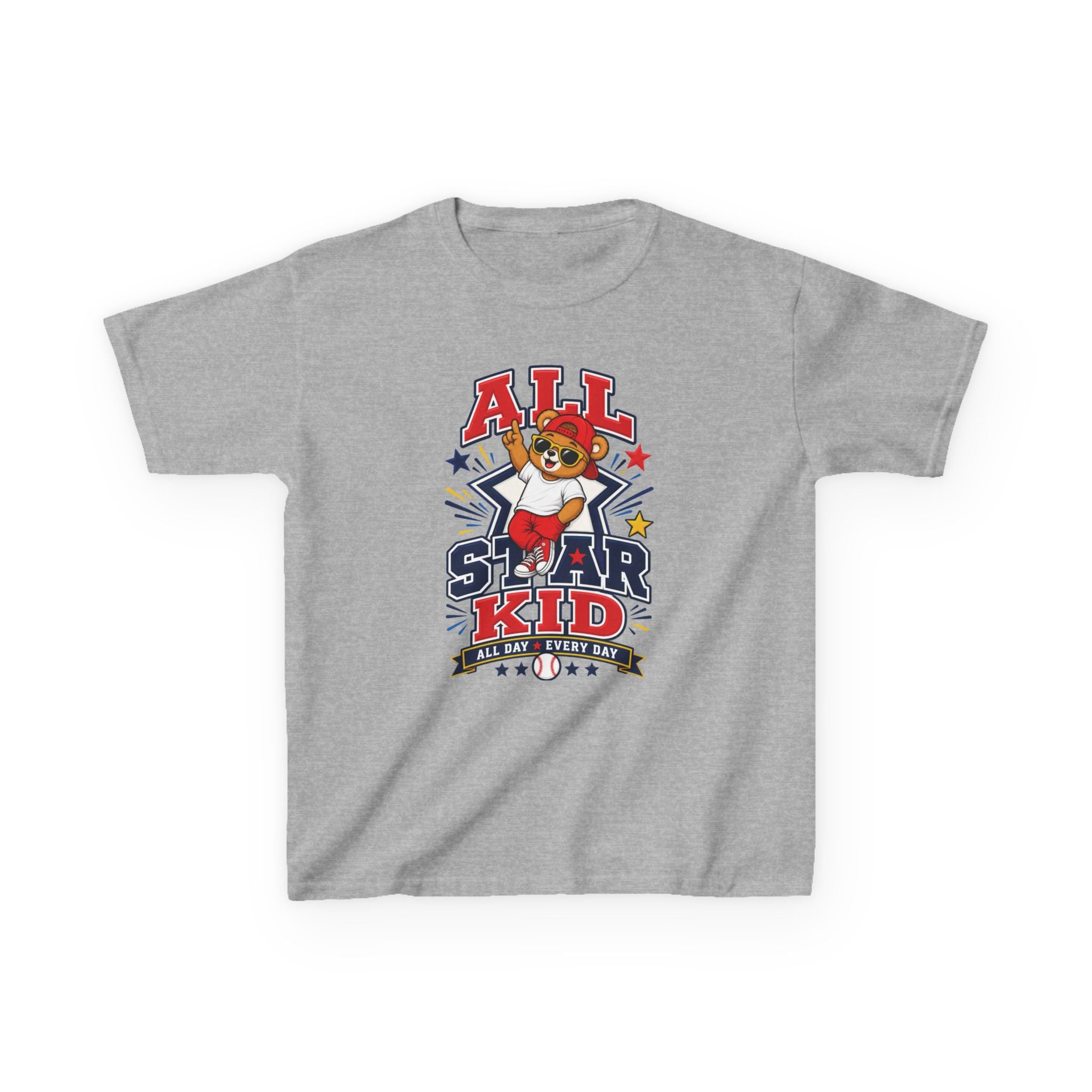 All Star Kid Kids T‑Shirt  Cute Baseball Bear Sports Graphic Tee