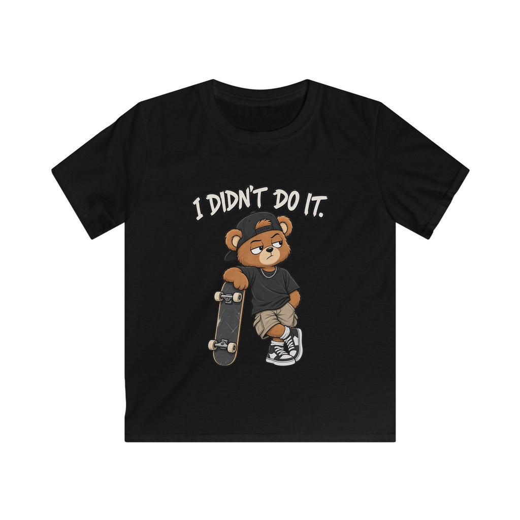 Kids Skateboard Tee "I Didn't Do It" Bear Funny Graphic Shirt