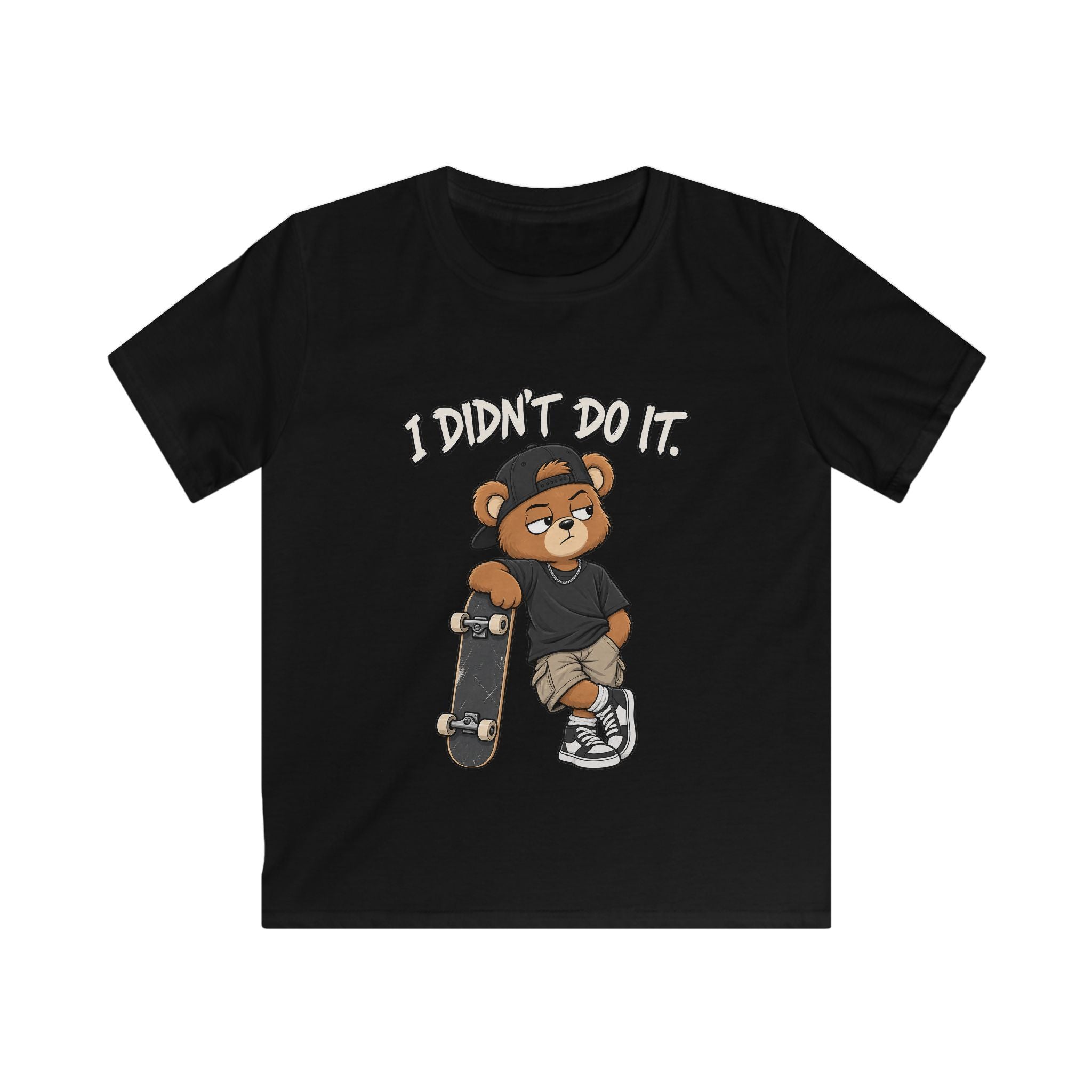 Kids Skateboard Tee "I Didn't Do It" Bear Funny Graphic Shirt