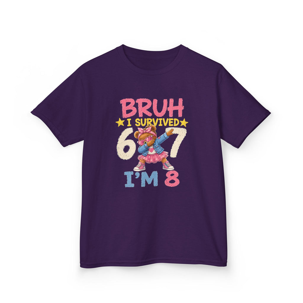 Kids Tee "Bruh I Survived 6/7 I'm 8" Birthday T-Shirt