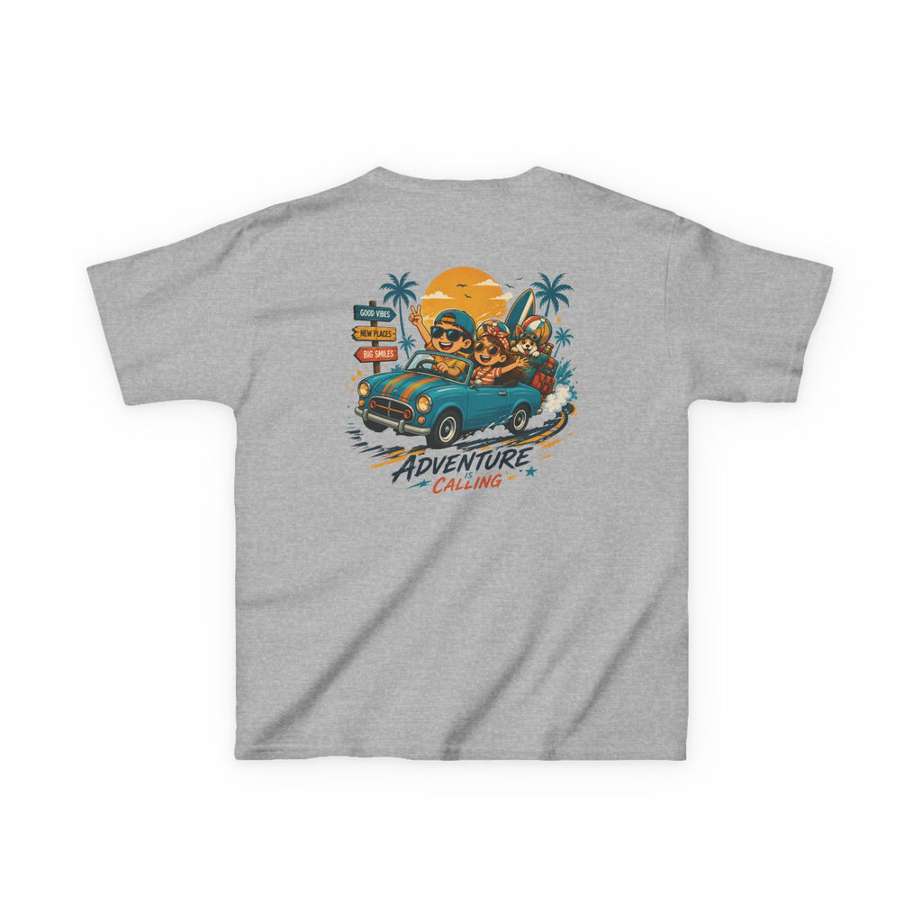 Boys Tee "Adventure Calling" Vintage Tropical Car & Sunset Graphic