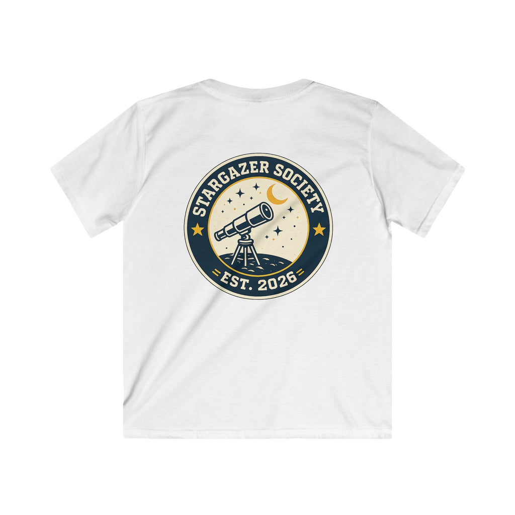 "Stargazer Society" Kids Tee Telescope 'Est. 2026' For Boys & Girls