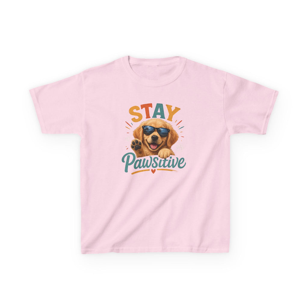 Kids T-Shirt "Stay Pawsitive" Cool Dog Cute Graphic Tee for Boys & Girls
