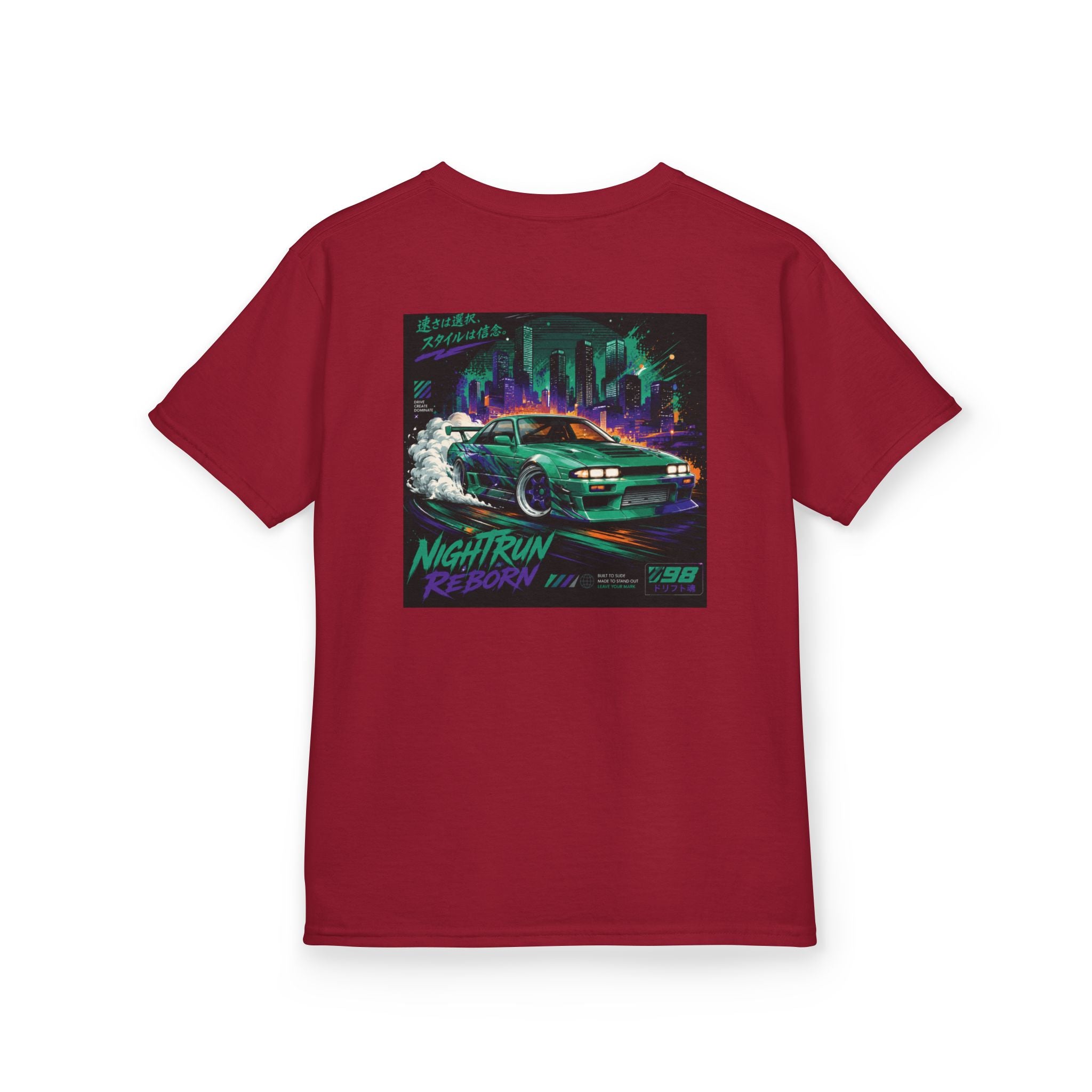 Boys Tee "Retro Nightrun Drift Car" Graphic (Neon City)