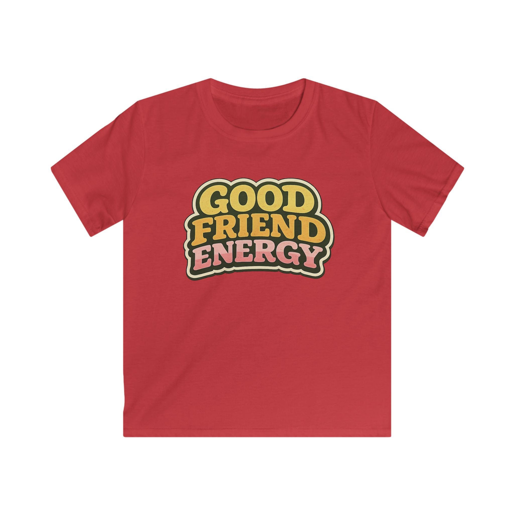Kids Tee "Good Friend Energy" Retro Graphic Youth T‑Shirt For Boys & Girls