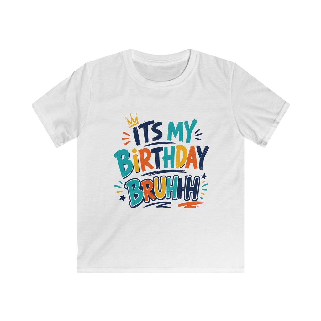 Kids Tee — "It's My Birthday Bruhhh" Colorful Birthday Shirt