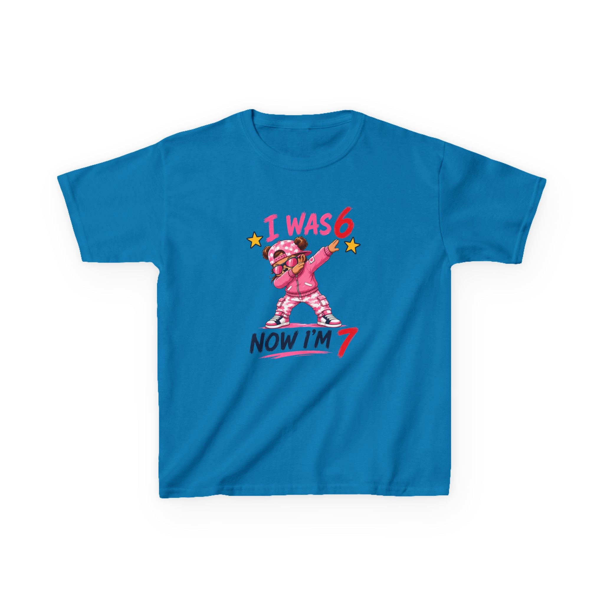 " I was 6 Now I'm 7" Girls Graphic kids Birthday T-Shirt Design