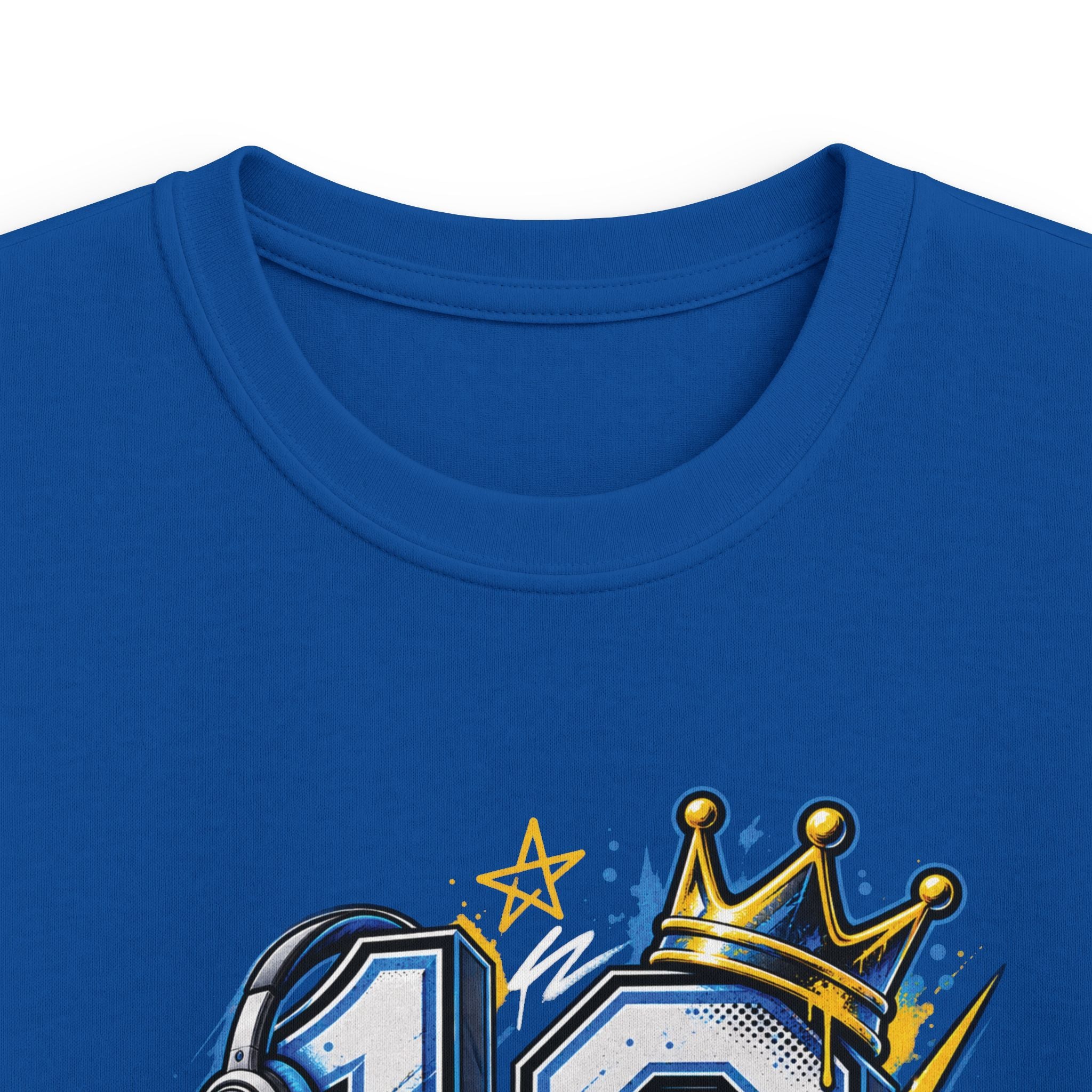 Kids 10th Birthday Racing Tee - Number 10 Crown & Sneakers Graphic
