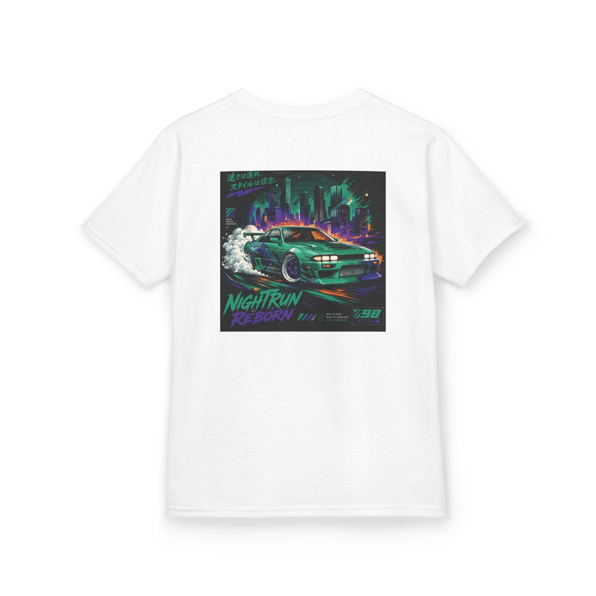 Boys Tee "Retro Nightrun Drift Car" Graphic (Neon City)