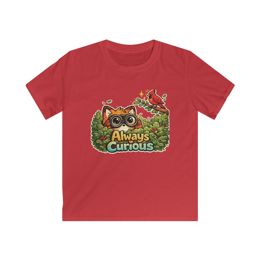 Kids Funny Tee "Always Curious" Fox & Cardinal Graphic design t-shirt