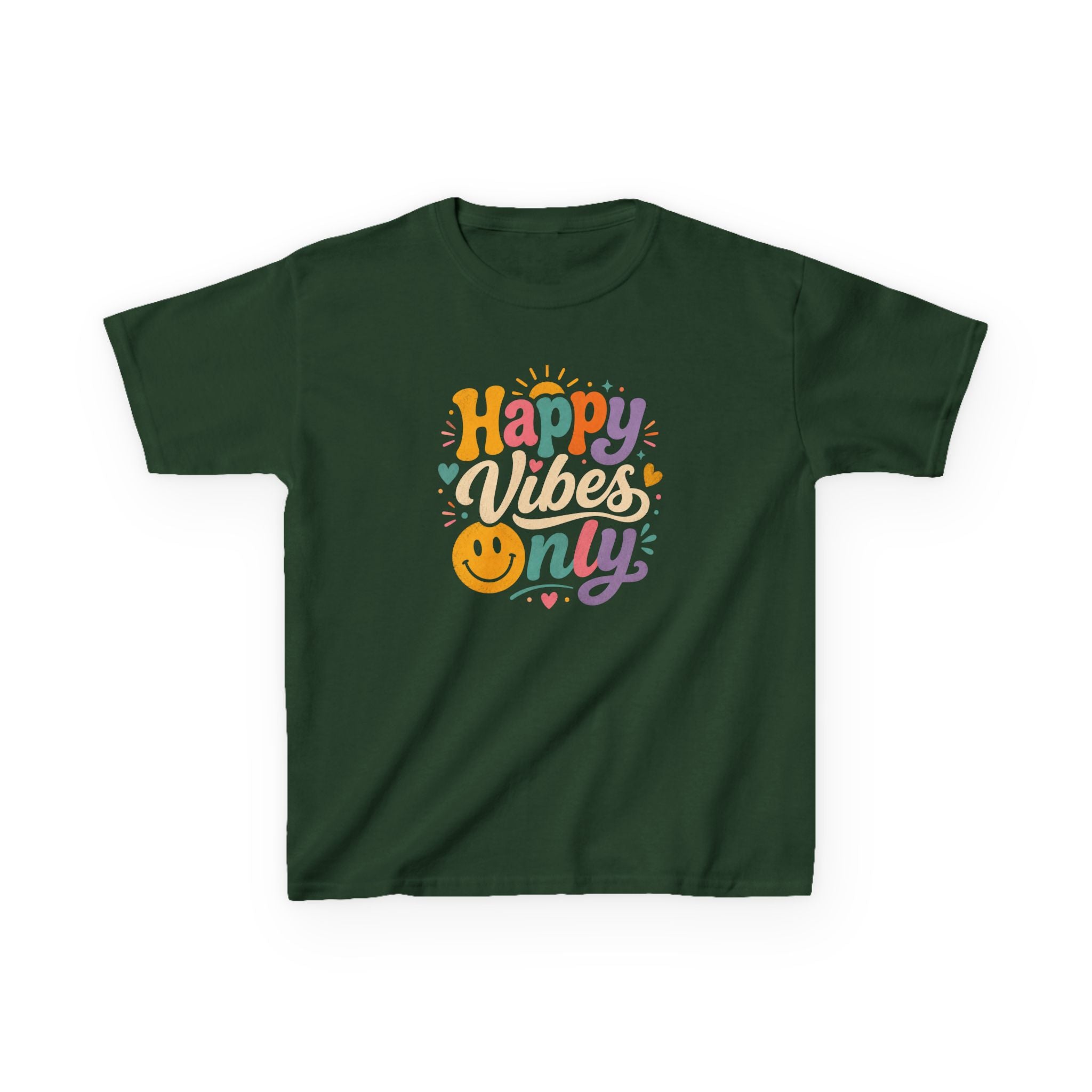 Kids T-Shirt "Happy Vibes Only" Cute Colorful Smiley Tee